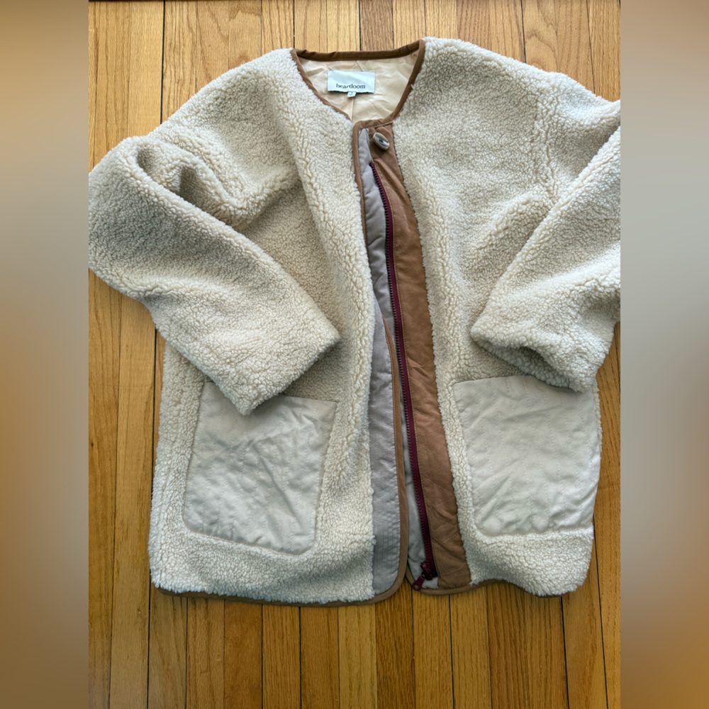 Heartloom Cream Sherpa Jacket with Tan Trim, WS